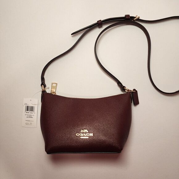 NWT Coach CW336 Zip Top Shoulder Bag In Crossgrain Leather Merlot - Picture 5 of 8